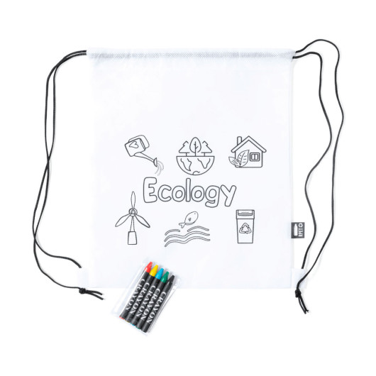 RPET Drawstring Bags with Crayons Top